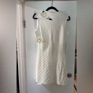 Brand New Cult Gaia Ivory High-Neck Gold Hoop Mini Dress